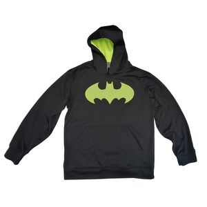 Boys Batman Hoodie Sweatshirt Black Neon Green Graphic Print Size XL